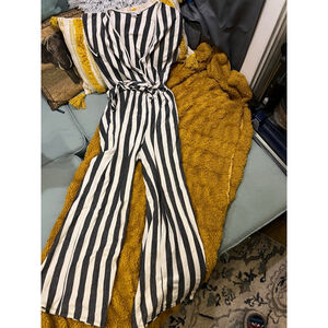 Women's acemi Black & White Striped Jumpsuit S